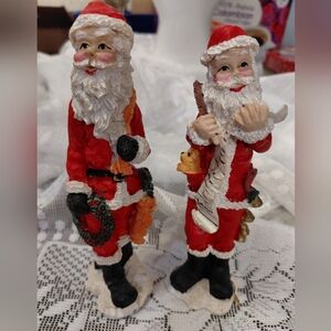 Jolly Santa Claus Figurines - Red and White